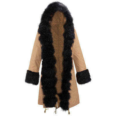 Damen elegante Winterjacke mit luxuriösem Kunstfellbesatz Drune