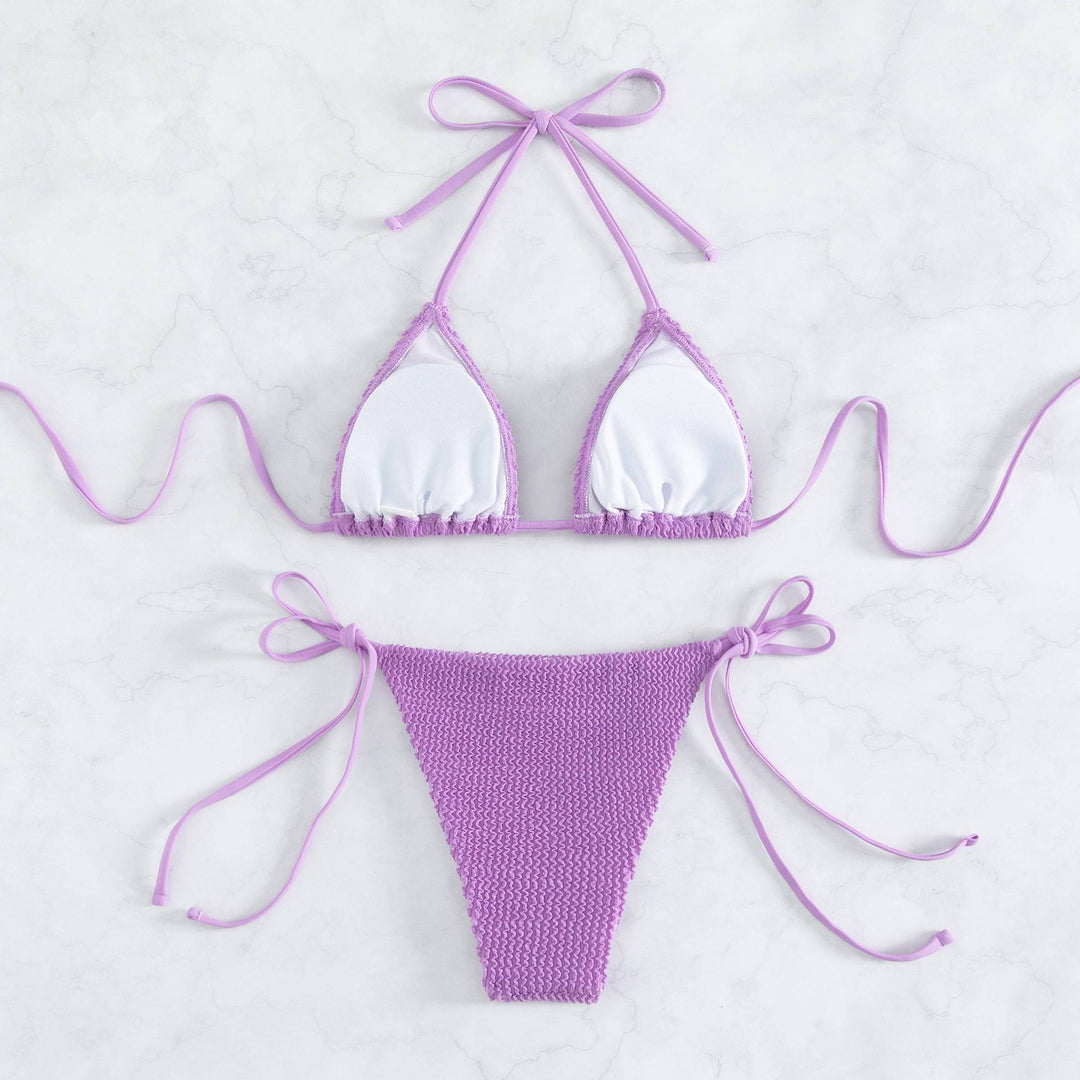 Damen Triangel-Bikini mit raffinierten Bindebändern und strukturiertem Stoff Drune