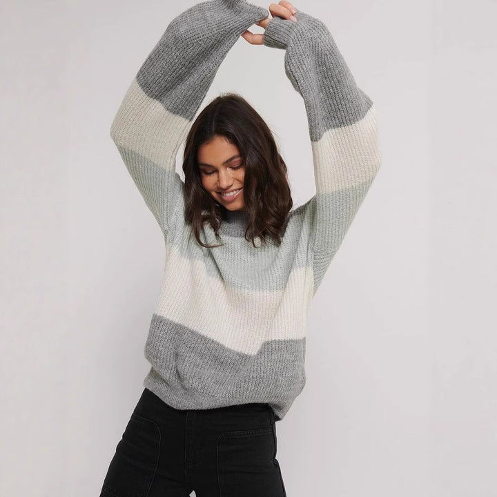Damen modischer Pullover mit farblich abgestimmtem Blockdesign und lässigem Schnitt Drune