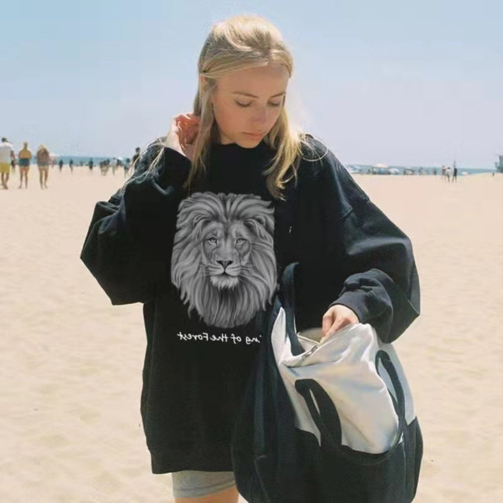 Damen Sweatshirt mit Löwenmotiv Drune