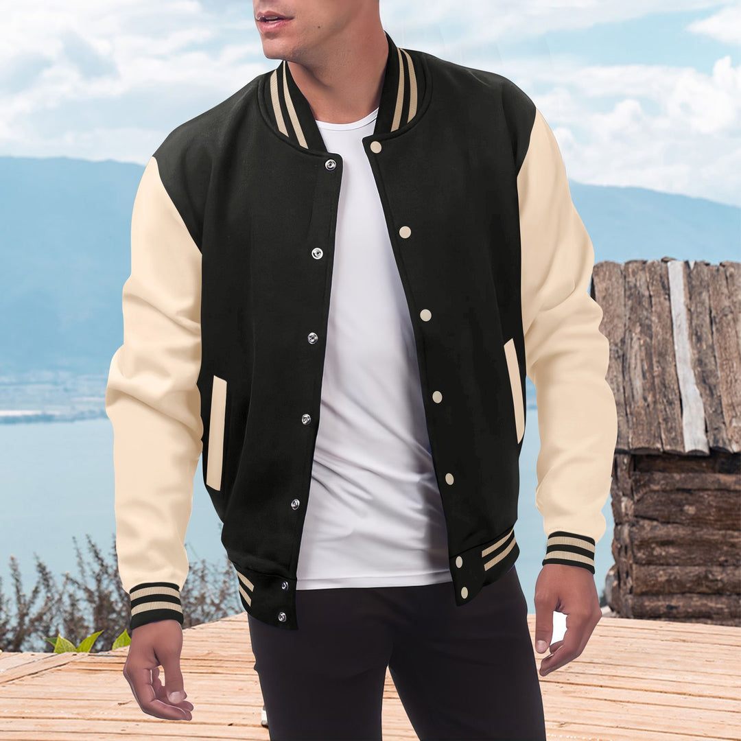 Herren sportliche Collegejacke mit kontrastierenden Ärmeln und hochwertigem Stoff Drune