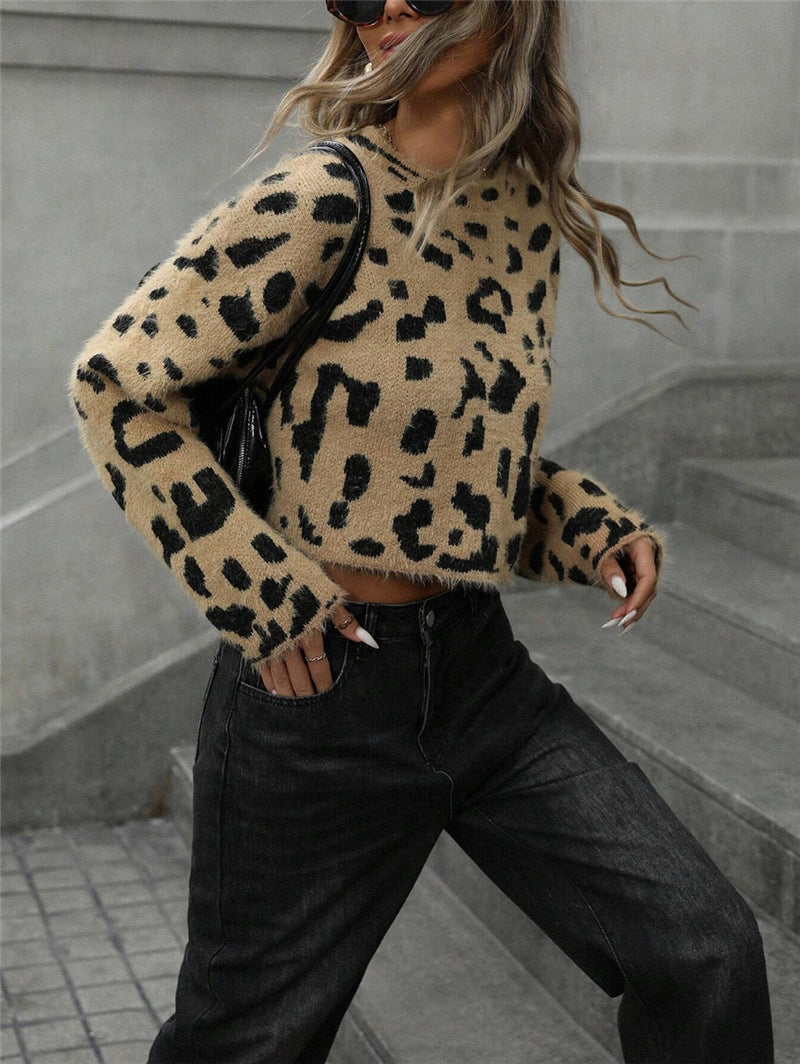 Damen Kuscheliger Leoparden-Pullover Drune