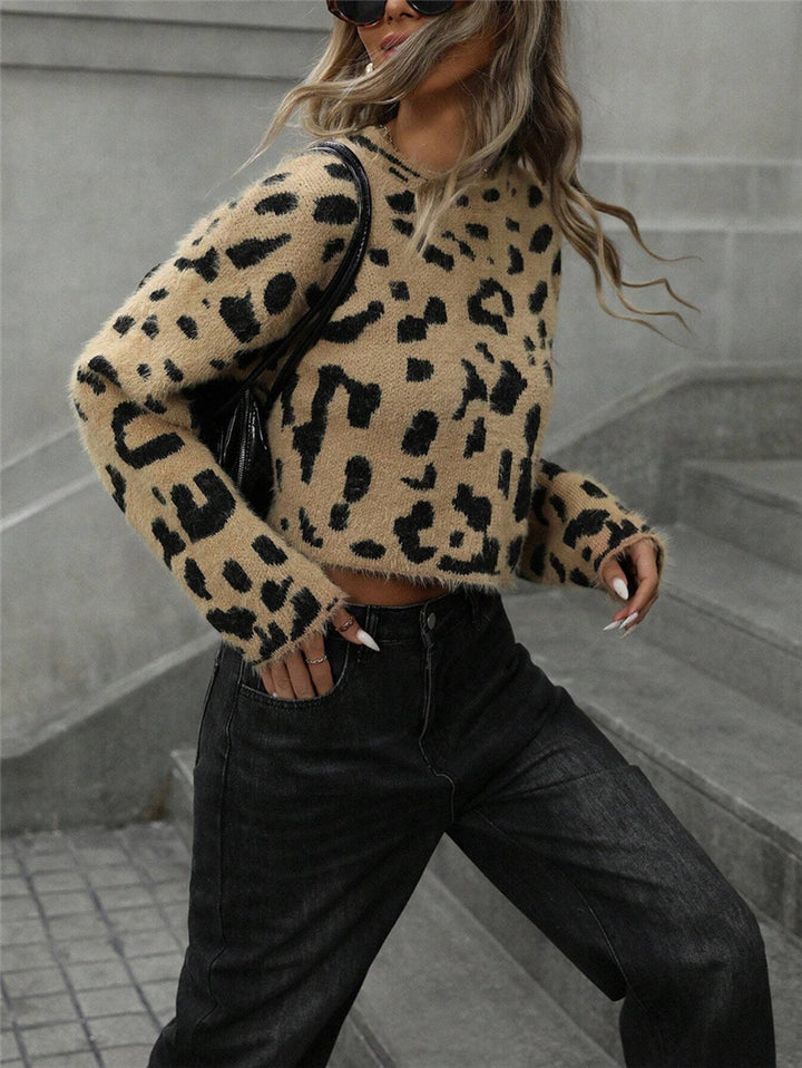 Damen Kuscheliger Leoparden-Pullover Drune