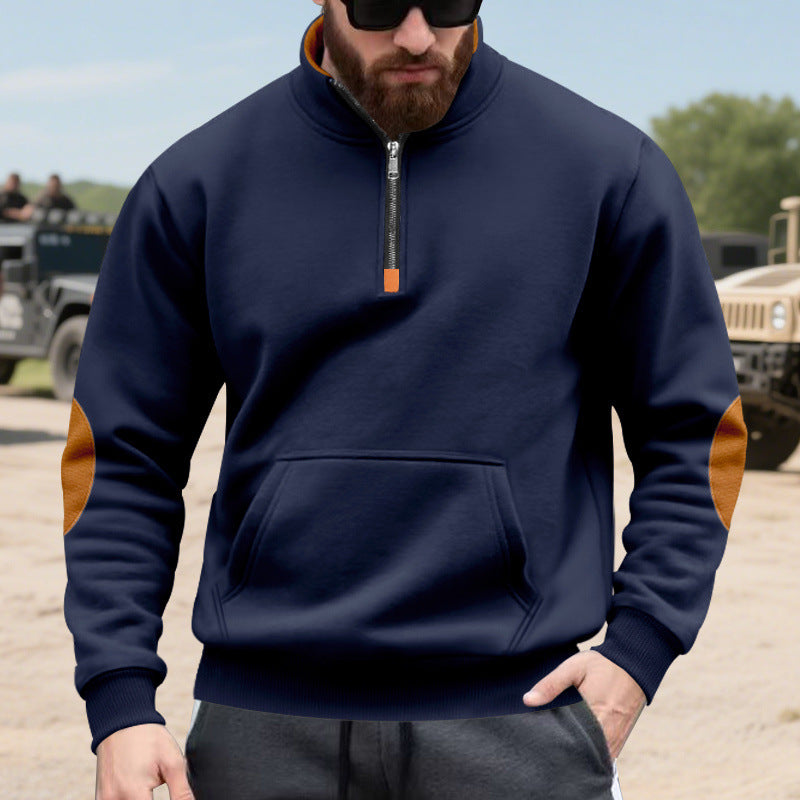 Herren sportlicher Pullover mit halbem Reißverschluss und praktischem Kängurutasche Drune
