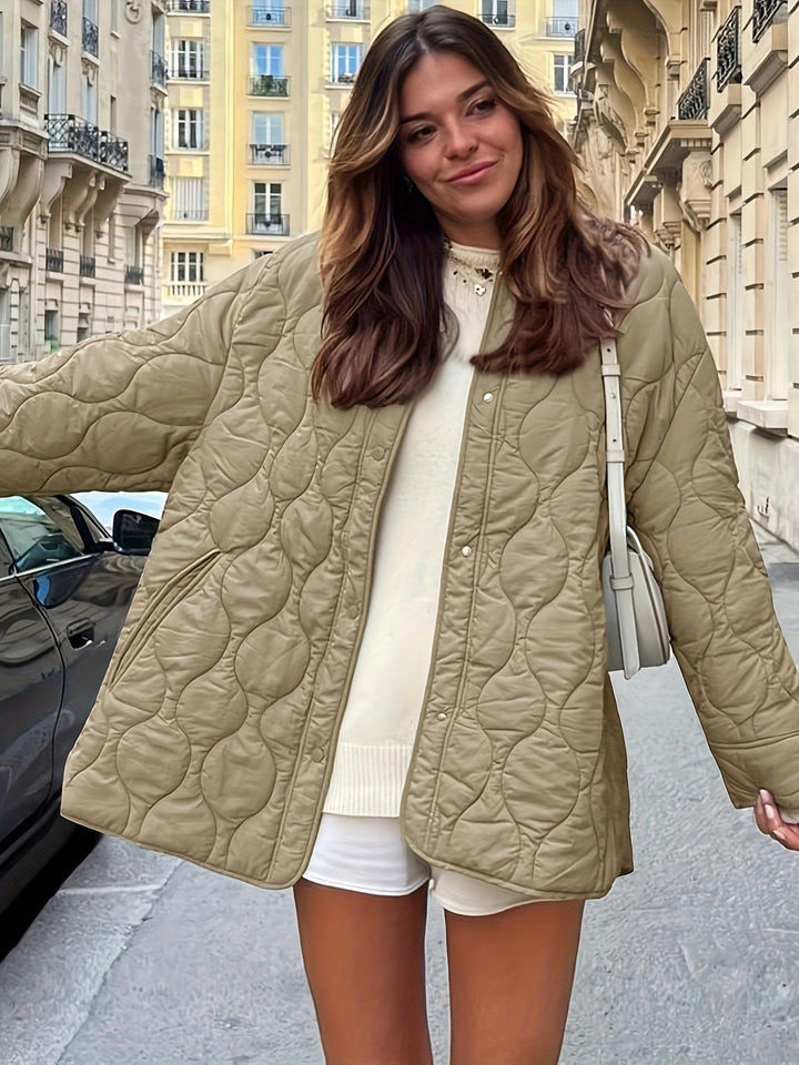 Damen Steppjacke mit großen Taschen und Rundhalsausschnitt Drune