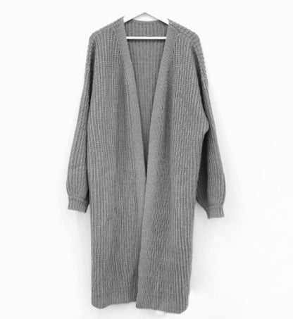 Damen Grobstrick Oversize Cardigan mit offenen Front und langen Ärmeln Drune