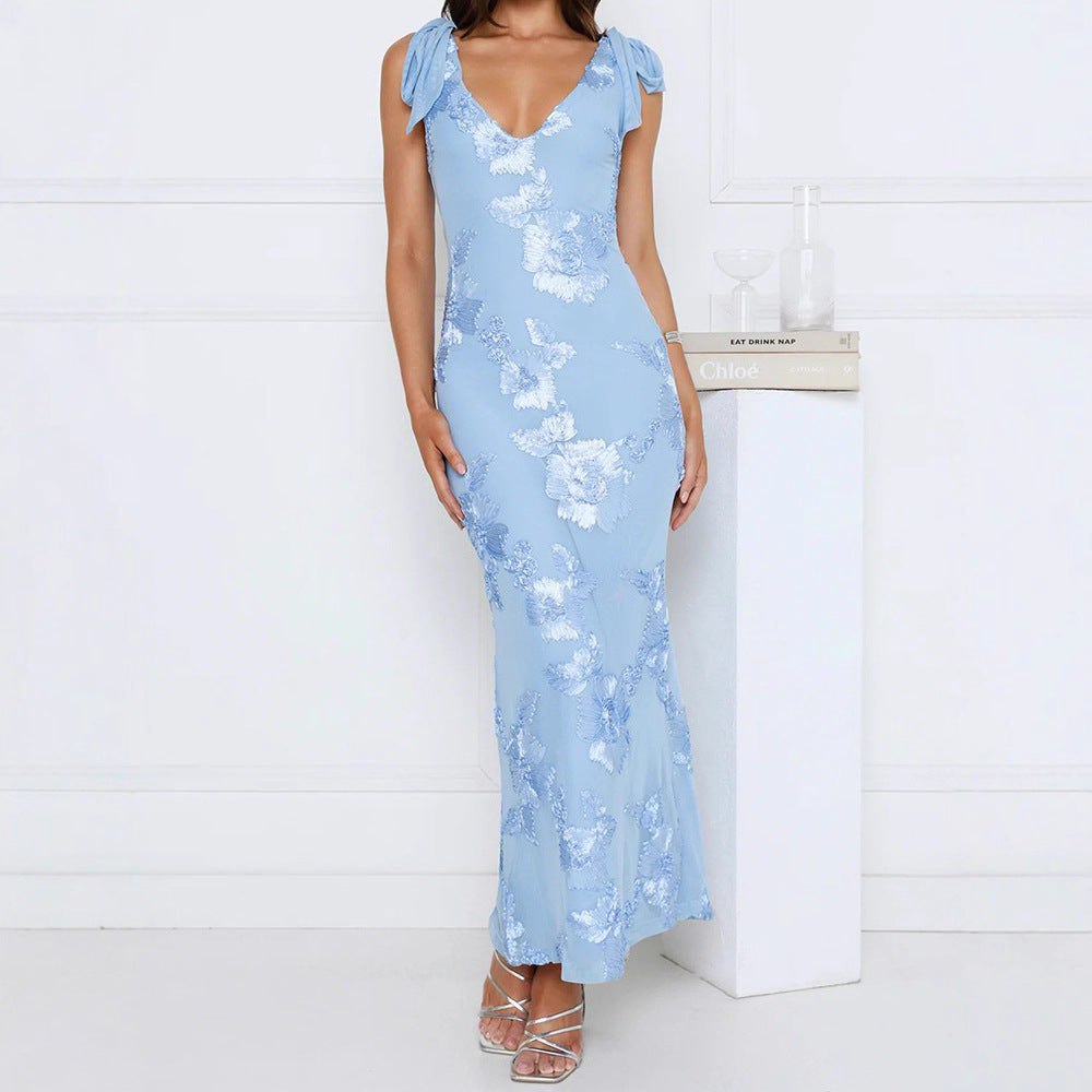 Damen Maxikleid mit floralem Spitzenmuster Drune