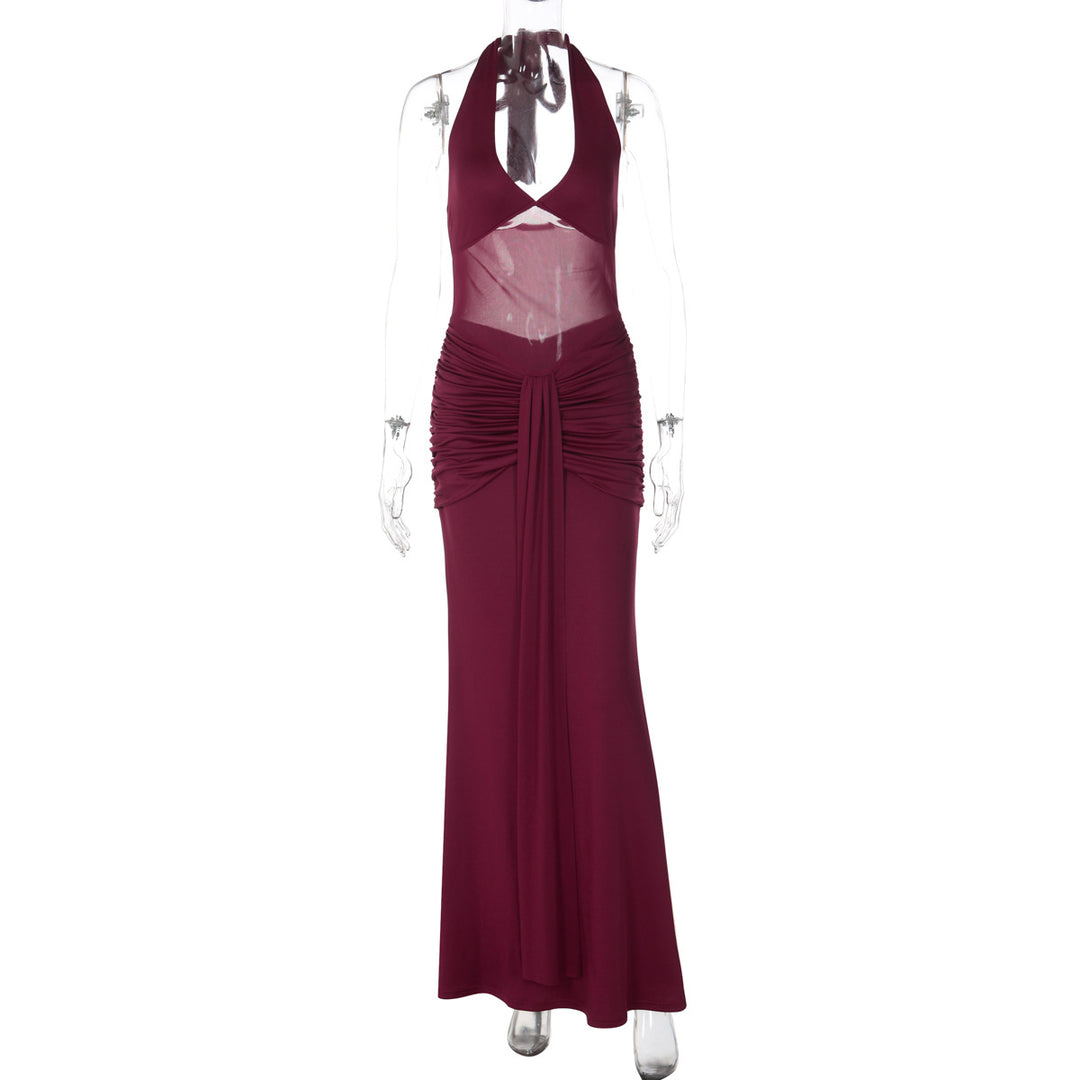 Damen elegantes Maxikleid mit raffinierten Raffungselementen Drune