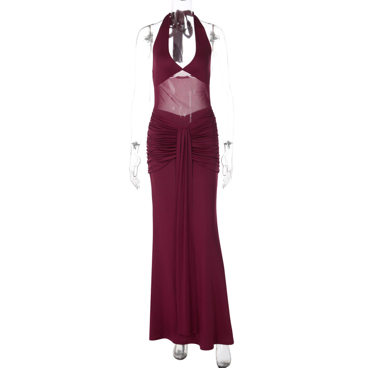 Damen elegantes Maxikleid mit raffinierten Raffungselementen Drune