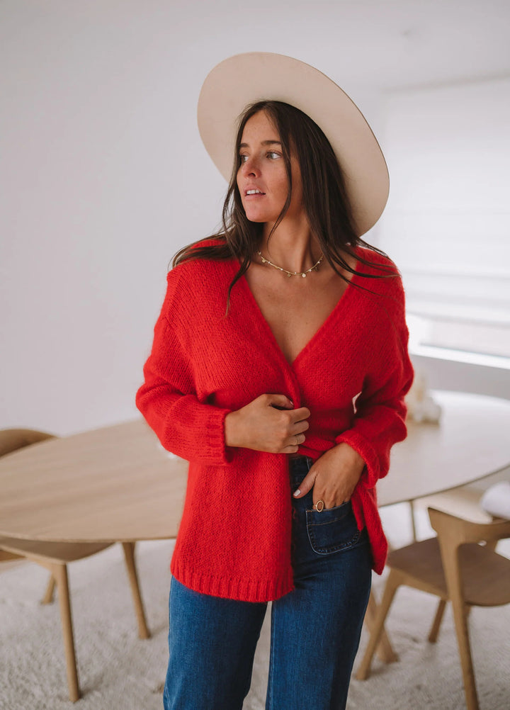 Damen lässiger Pullover mit offener Schulter und weichem Strickmuster Drune