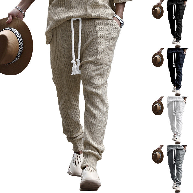 Herren gestricktes Freizeit-set mit elastischem Bund und lässigem Design Drune