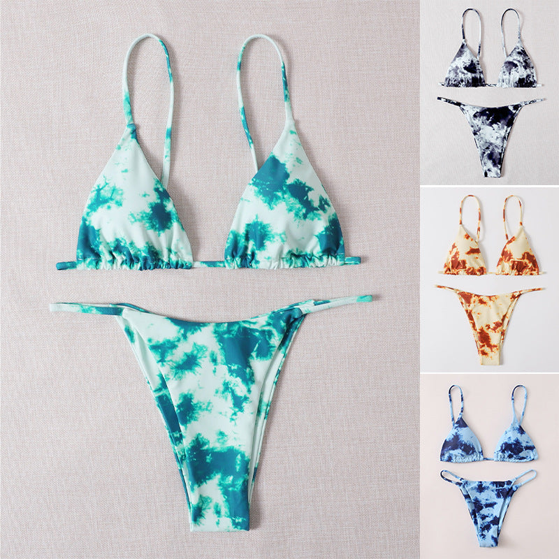 Damen Triangel-Bikini mit modischem Batikdesign Drune