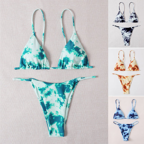 Damen Triangel-Bikini mit modischem Batikdesign Drune