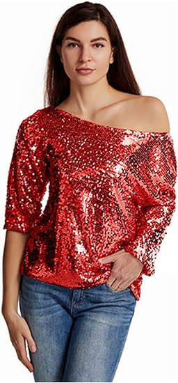 Damen Glitzernde Pailletten-Bluse Drune