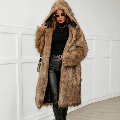 Drune | Kunstfellmantel mit Kapuze - Luxuriöse Winterwärme - Weiche Polyester-Mischung - Statement-Oberbekleidung