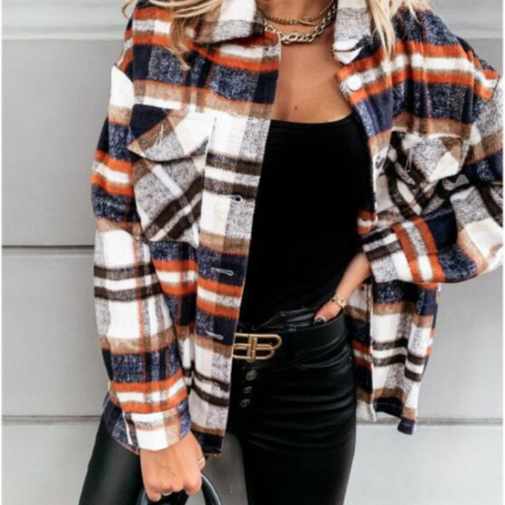 Damen Karomuster Flanelljacke Drune
