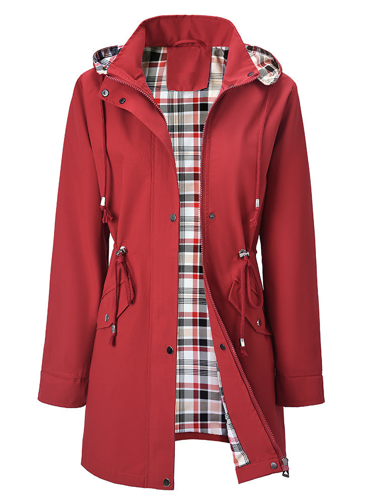 Damen Übergangsjacke mit verstellbarem Bund und einladendem Karomuster Drune