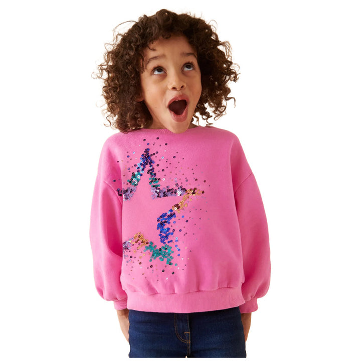 Mädchen Sweatshirt mit glitzerndem Sternenmotiv Drune