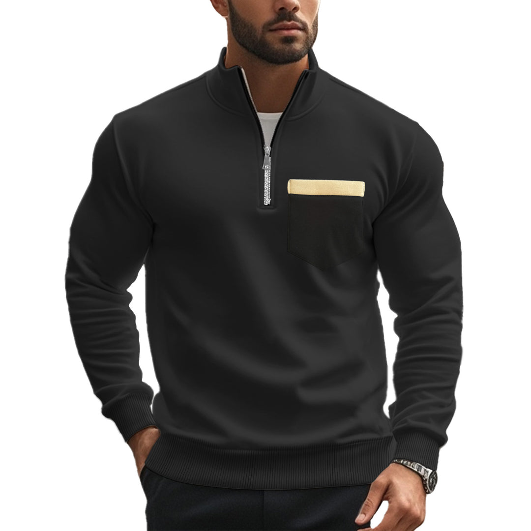 Herren nan thermischer Halbzip-Pullover mit Stehkragen und wärmendem Fleece-Innenfutter Drune