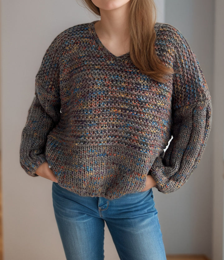 Damen lässiger Strickpullover mit weitem Schnitt und eleganten Ärmelabschlüssen Drune