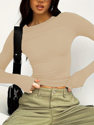Damen Fashion Langarmoberteil mit asymmetrischem Schnitt und weichen Ärmeln Drune