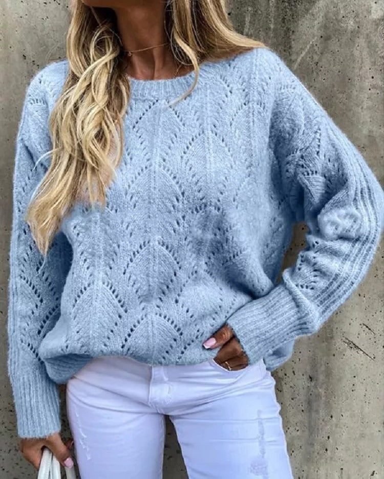 Damen Strickpullover mit feinem Lochmuster Drune
