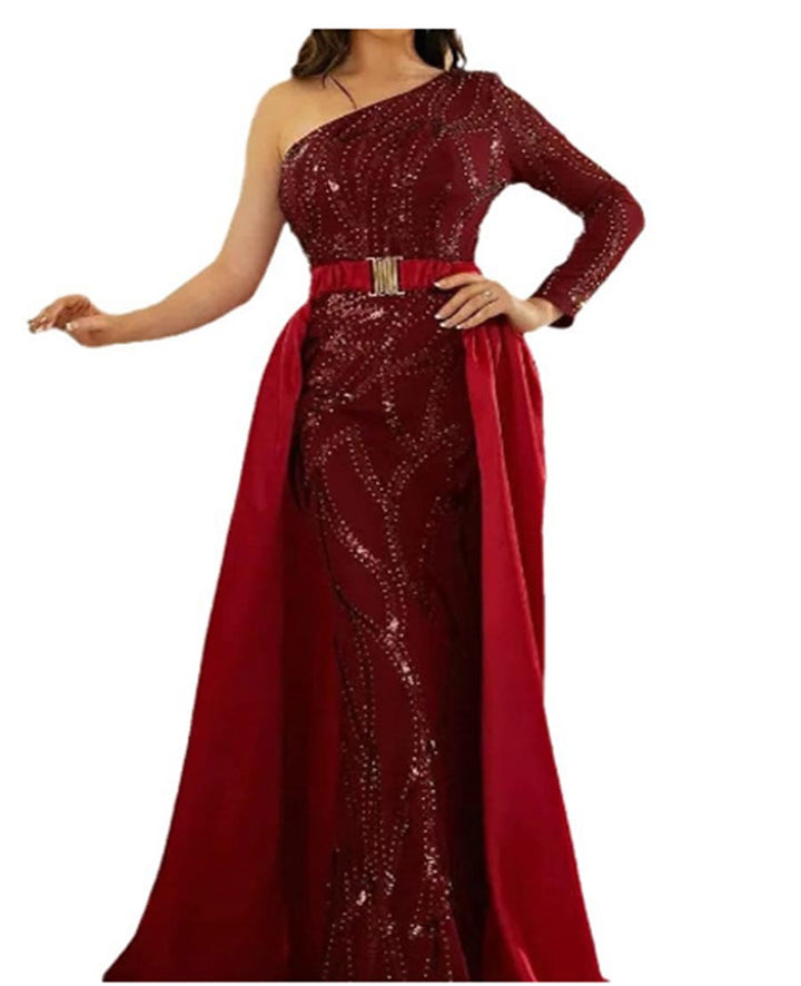 Damen Glamouröses Abendkleid mit schwingendem Rock und funkelnden Details Drune