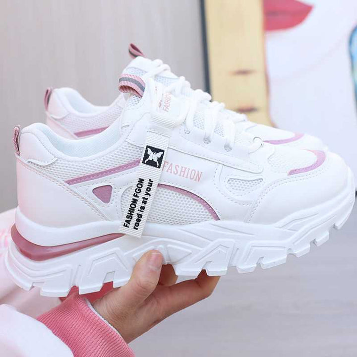 Damen modische Chunky Sneakers mit atmungsaktivem Mesh-Obermaterial und verstärkter Sohle Drune