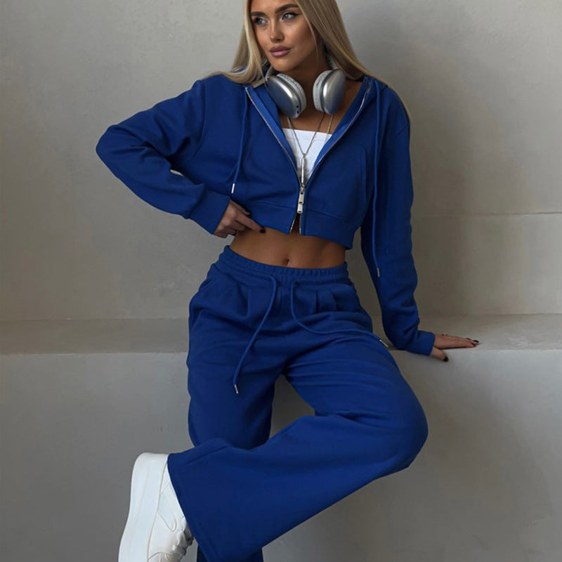Damen lässiges Crop-Set mit hoch geschnittenen Hosen Drune