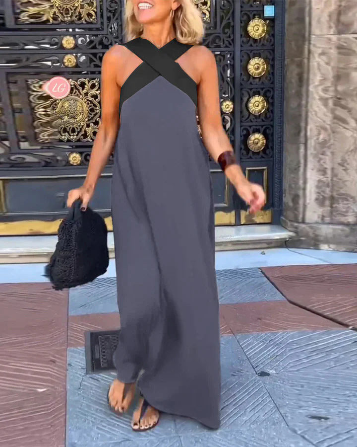 Damen Maxikleid mit modernem X-Trägerdesign Drune