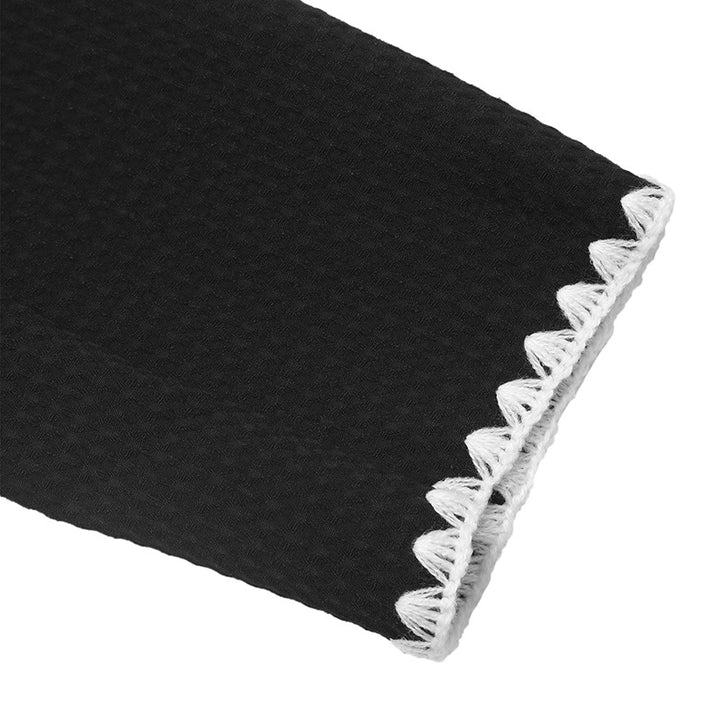Damen elegante kurzärmelige Blazerjacke mit kontrastierenden Paspelverzierungen und Taschen Drune