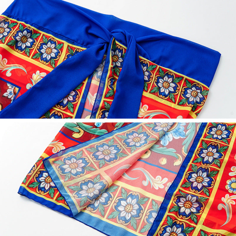 Damen Badeanzug-Set mit floralem Muster und elegantem Wickelrock Drune