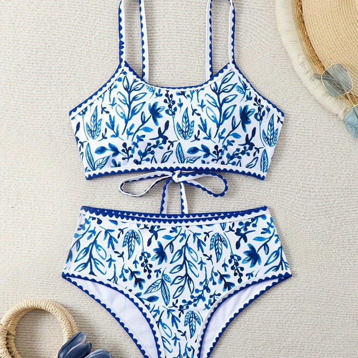 Damen Hochtailliertes Bikiniset mit floralem Design Drune