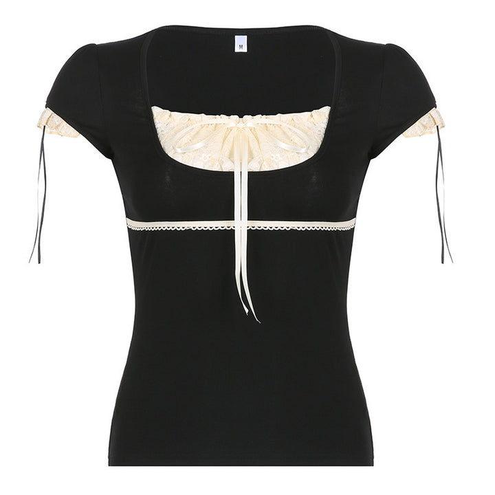 Damen Elegantes Spitzenoberteil mit raffinierten Schnürdetails Drune