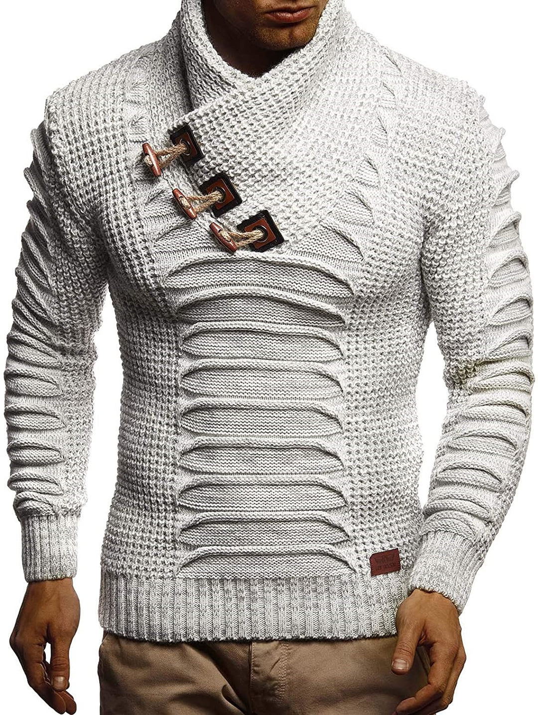 Herren Grobstrickpullover mit innovativem Schalkragen und rustikalem Design Drune