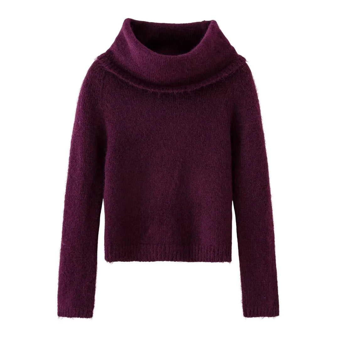 Damen kuscheliges Strickoberteil mit voluminösem Rollkragen Drune