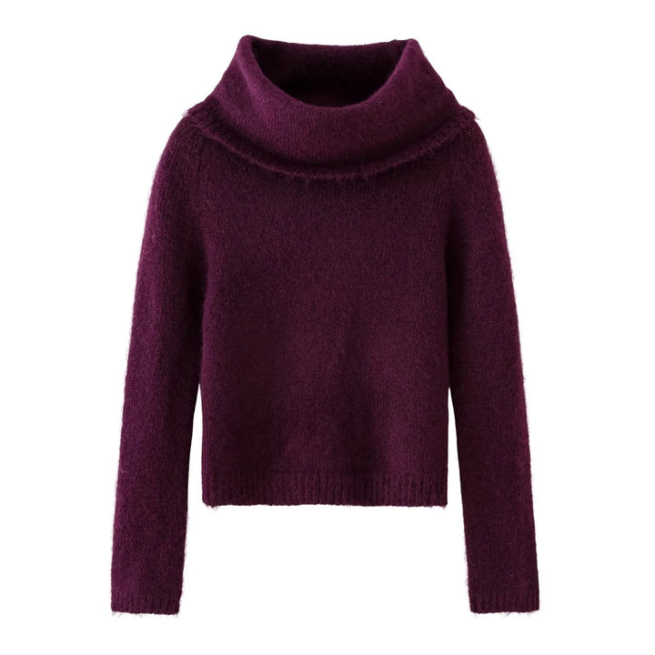 Damen kuscheliges Strickoberteil mit voluminösem Rollkragen Drune
