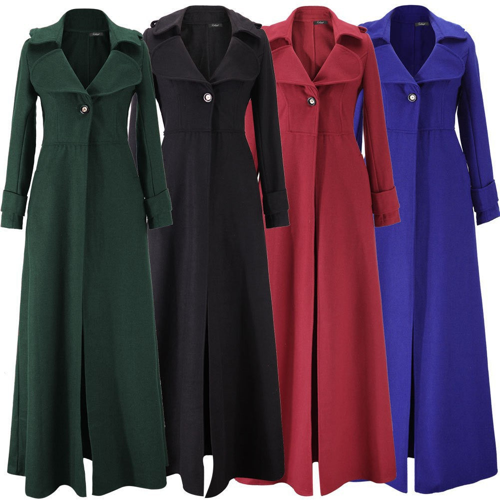 Damen eleganter Trenchcoat mit asymmetrischem Revers und praktischen Taschen Drune