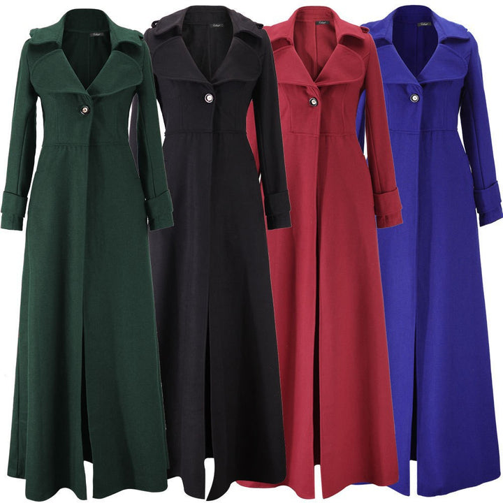 Damen eleganter Trenchcoat mit asymmetrischem Revers und praktischen Taschen Drune