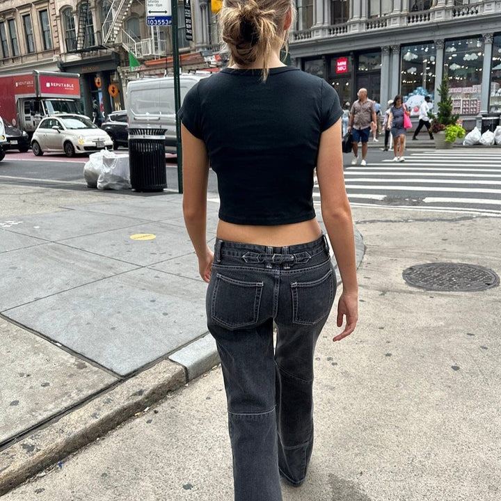 Damen Crop-Top mit kreativem Grafikdruck und lässigem Schnitt Drune