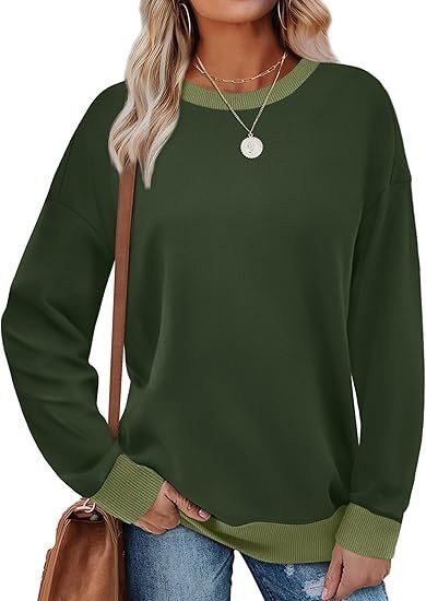 Damen Lässiger Sweatshirt mit Kontrastbündchen und oversized Passform Drune