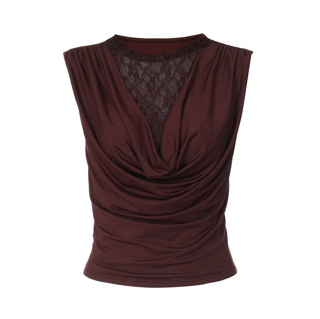 Damen Elegantes Oberteil mit raffinierter Spitzenpartie Drune