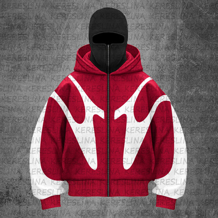 Damen stylische Kapuzenjacke mit kontrastierenden Farbblockierungen und hohem Kragen Drune