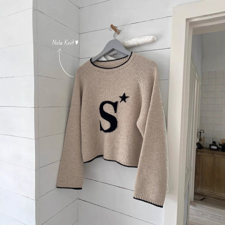 Damen Modischer Strickpullover mit grafischem Design und lässigen Hosenschnitt Drune