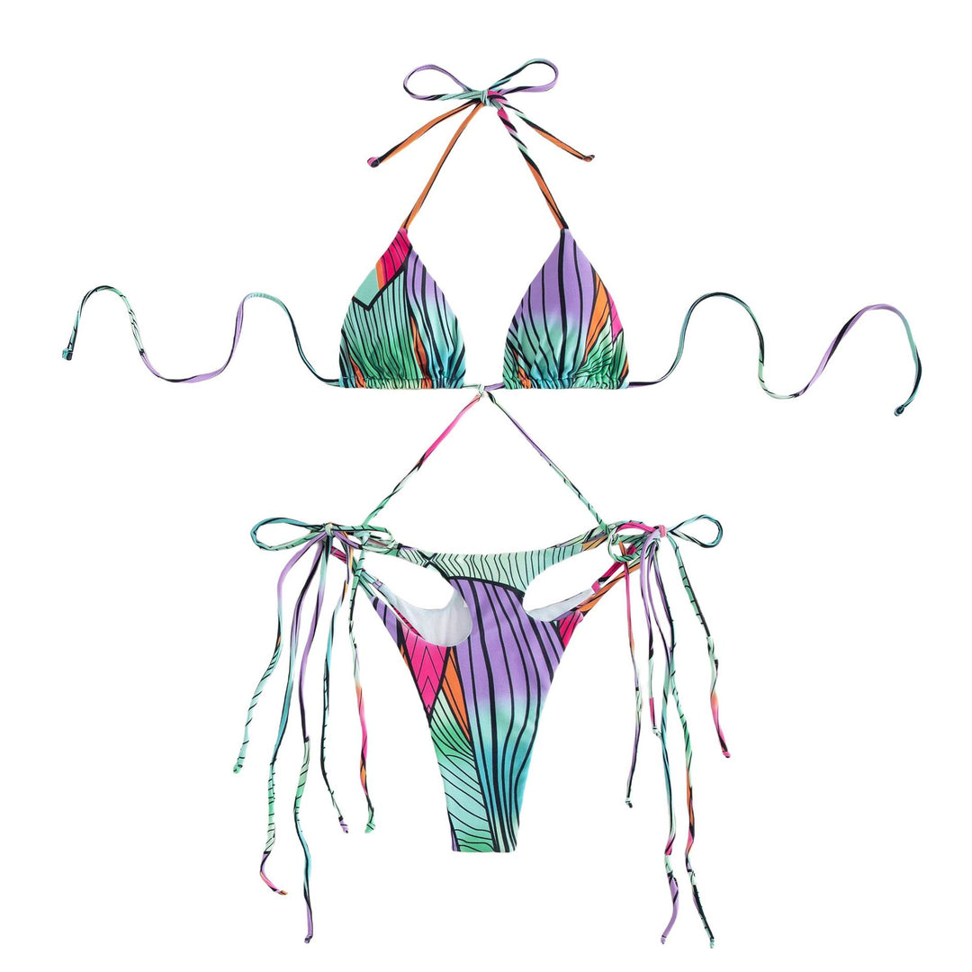 Damen Triangel-Bikini mit stylischen Bindebändern und einzigartigem Farbverlauf Drune