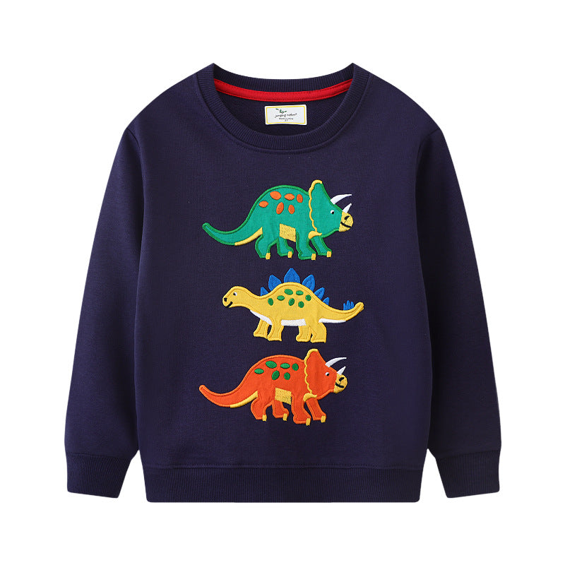 Jungen Sweatshirt mit buntem Dinosaurier-Applikationen Drune