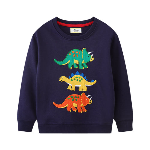 Jungen Sweatshirt mit buntem Dinosaurier-Applikationen Drune