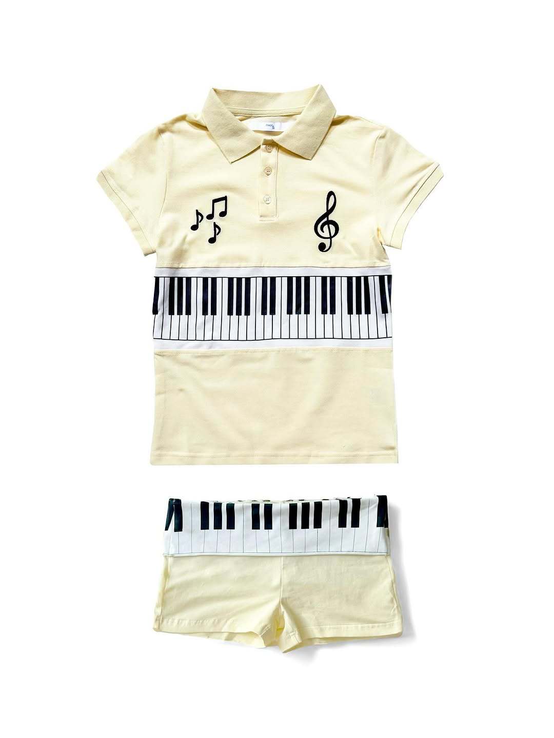 Damen Poloshirt und Shorts Set mit musikalischem Design Drune