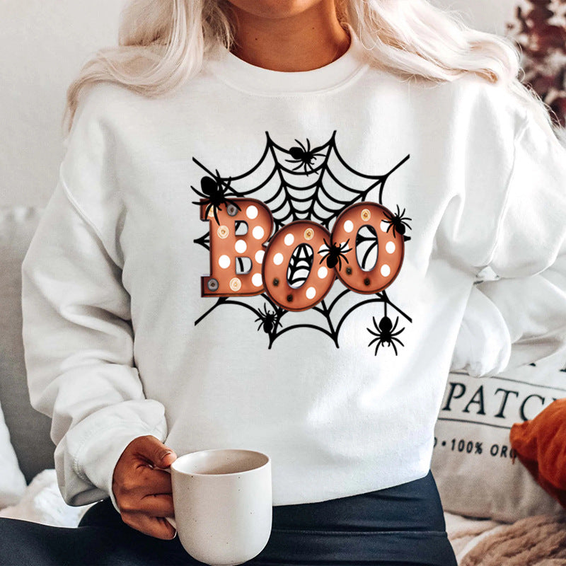 Damen Sweatshirt mit kreativem Halloween-Spinnennetzdesign Drune