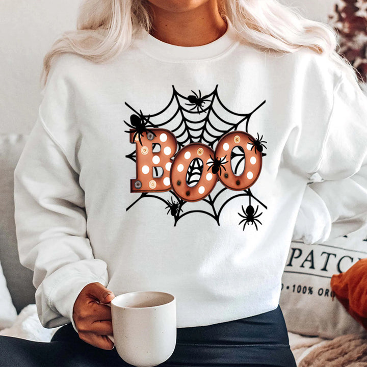 Damen Sweatshirt mit kreativem Halloween-Spinnennetzdesign Drune
